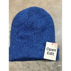 Open Edit Knit Beanie Hat Blue Melange Warm Winter Casual